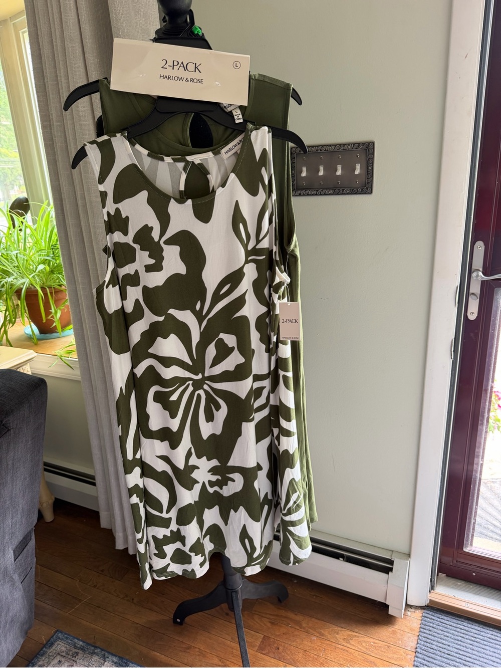 Harlow & Rose Olive Green Floral Maxi Dress - 2-Pack